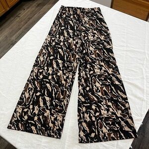 Zara Abstract Black and Brown Wide Leg Pants